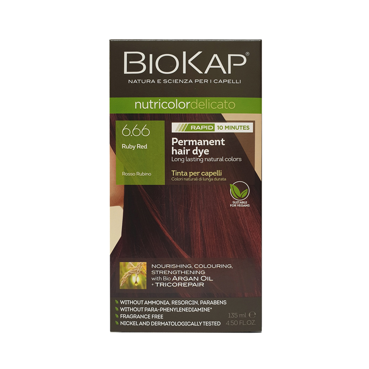 BioKap Nutricolor Delicato RAPID Ruby Red 6.66 Permanent Hair Dye  135ml